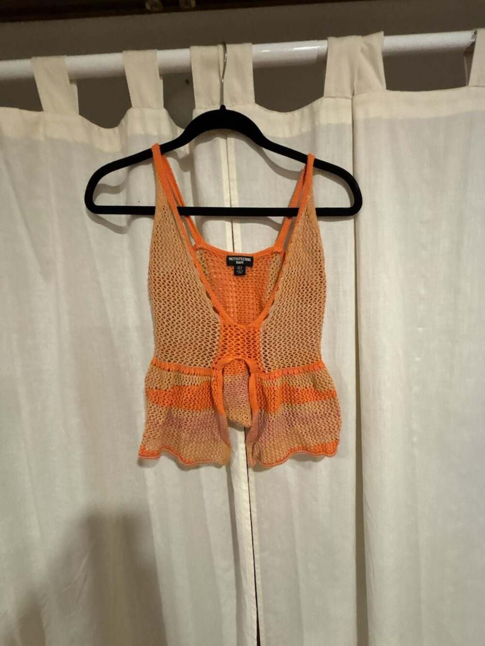 PRETTYLITTLETHING Shape Orange Ombre Crochet Peplum Tank Top